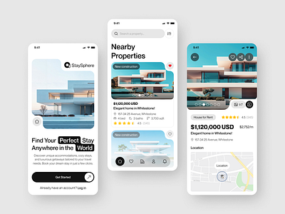 StaySphere Mobile App modernui propertysearch proptech realestatetech saas smarthomes uidesign uxdesign