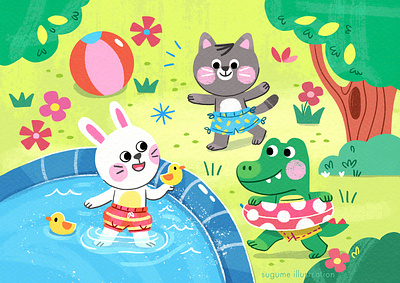 Forest Pool ✦ Board Book Illustration book illustration character design character illustration childrens illustration digital illustration editorial illustration freelance illustration illustration