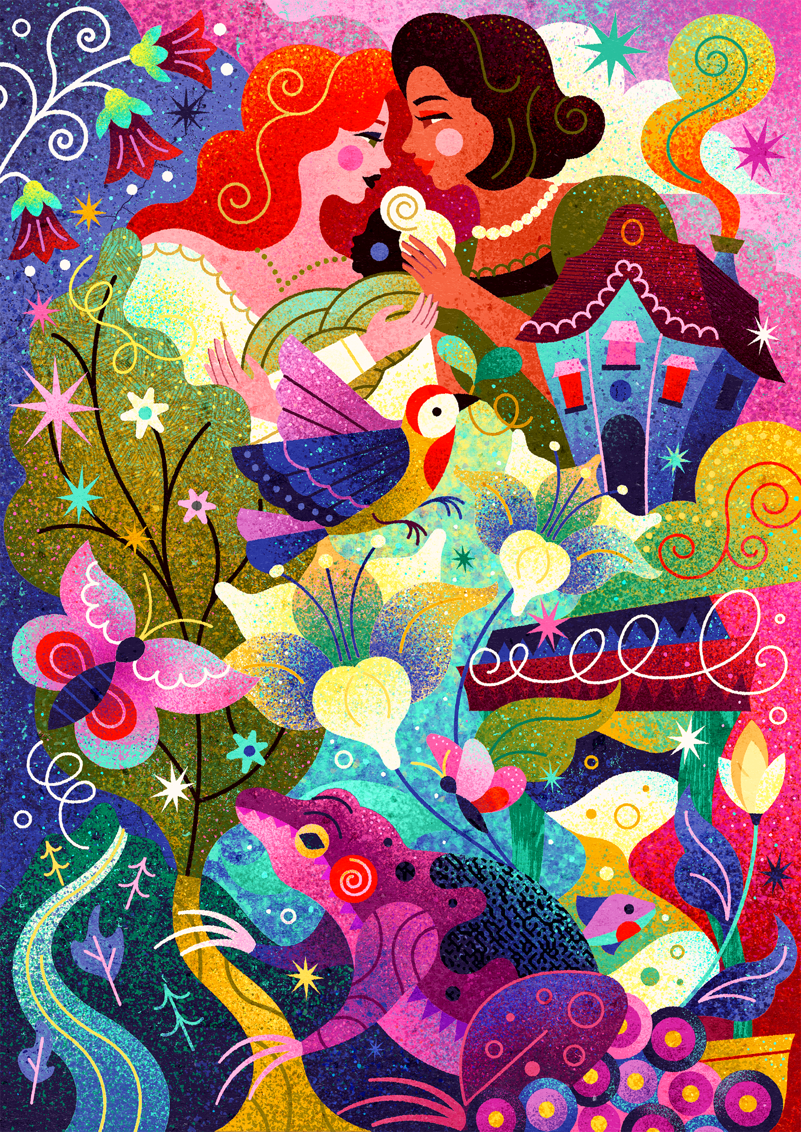 Fertility Crisis & Pride Month abstract adobe illustrator bird birth child conceptual design editorial fertility geometric house illustration lgbtq nature newborn pride rights texture vector women