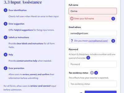 WCAG Input Assistance – All in One Form accessibility form form error form validation input assistance input design ui ui design ux ux design wcag