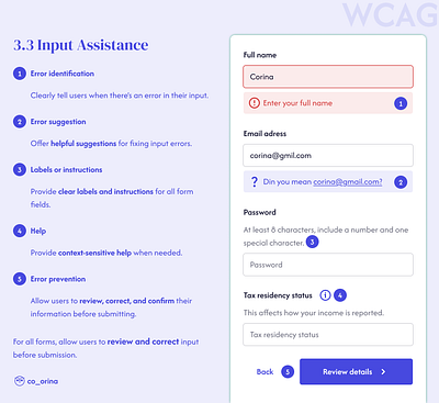 WCAG Input Assistance – All in One Form accessibility form form error form validation input assistance input design ui ui design ux ux design wcag