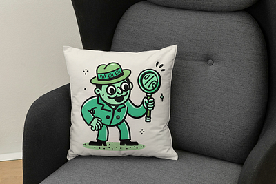Doodle Detective – Applied on Real Products branding characters color doodleart graphic illustrations mockup modern pillowdesign
