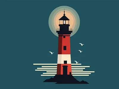 Lighthouse Art art artwork banner concept art conceptart designinspiration dribbleshowcase geomatric design graphic design house illustator light lighthouse modernart nightscape ui ui designer ux designer vector vectorart