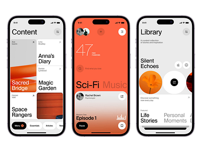 Audiora - Mobile App Concept art audio audiobook clean concept creative design digital inspiration ios listening mobile app novel online podcast sound stylish ui ux voice