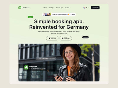Hero section app landing appointment banner booking crm hero header hero section landing page layout saas ui ux