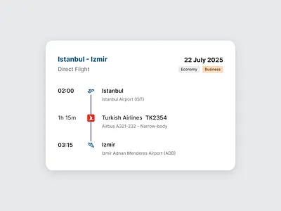 Flight Details Card card clean component concept design desktop flight minimal mobile ticket typography ui ux web