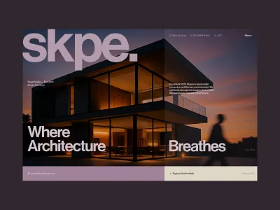 Skpe Studio - (UI Exploration) architecture berlin clean grid hero hero design hero section home page landing minimal studio ui uidesign webflow website