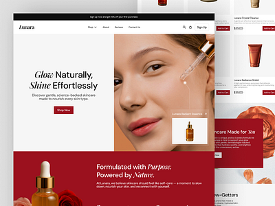 Lunara - Skincare Landing Page 💧 branding ui