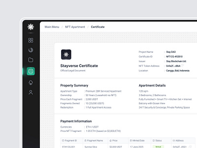 Dashboard Concept for Displaying Certificate branding certificate dashboard graphic design nft ui uiux
