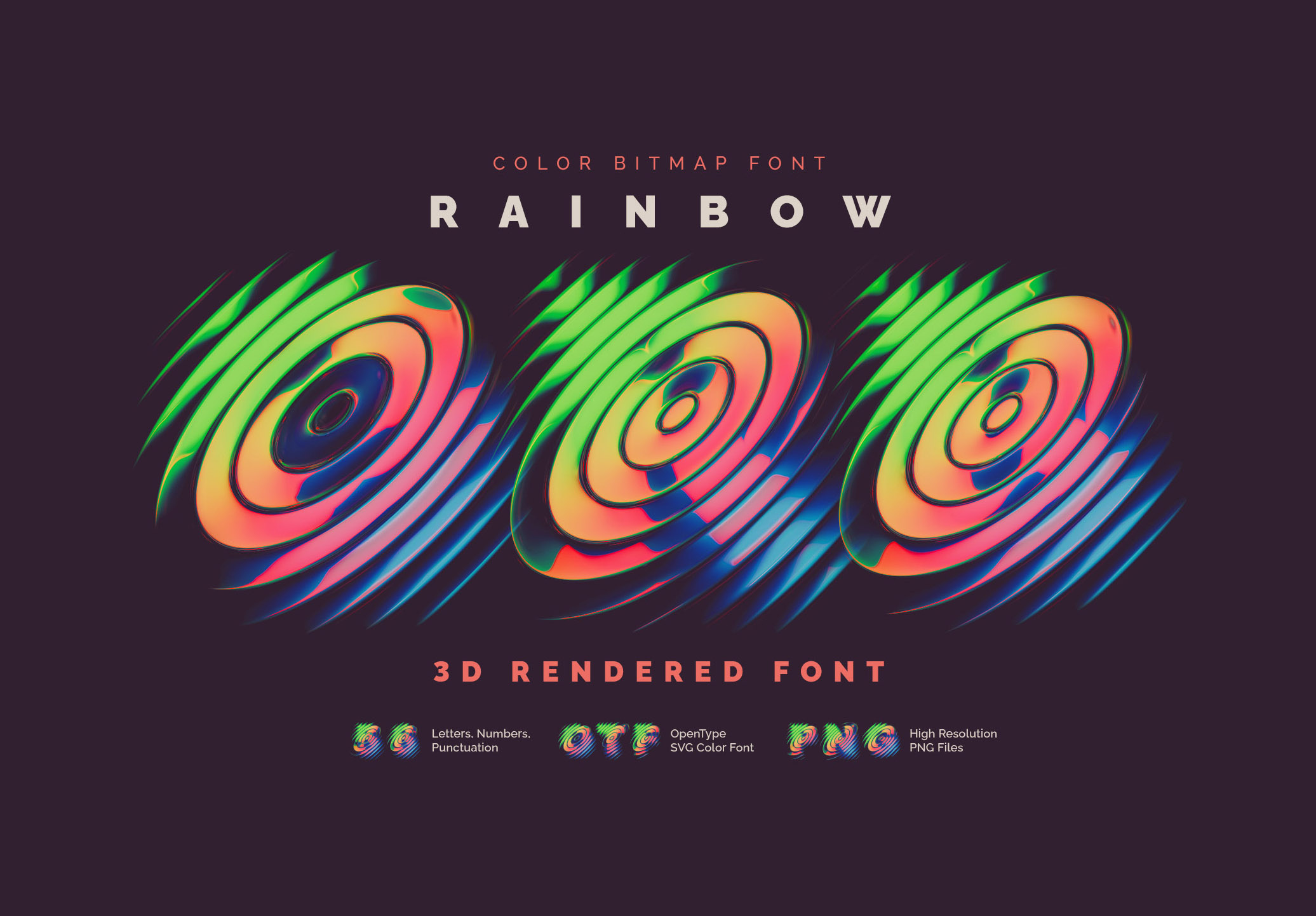 Rainbow Orb - Color Bitmap Font 3d alphabet branding design font graphic design illustration lettering logo type typeface typography ui