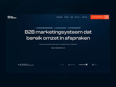 B2B Marketing | On Radar 3d clash display clash grotesk dark blue digital graphic design light blue on radar orange product design scroll animation sticky ui ux