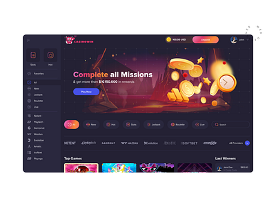 Online Casino design | CasinoWin casino creative design interface ui web web design website win