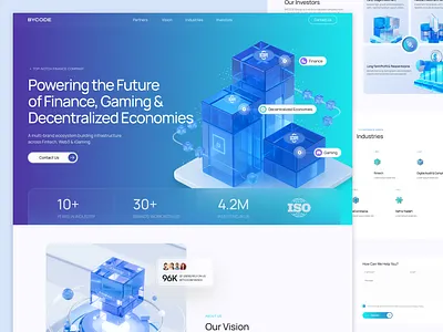 Landing page for fintech company 3d b2b b2c bitcoin blockchain crypto defi finance fintech gaming illustration inspiration landing page saas web design web designer website