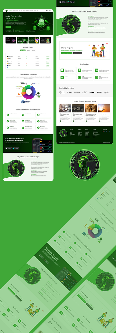 Green Art Coin - Crypto Exchange branding graphic design illus ui