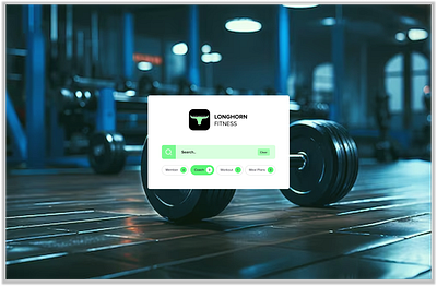 Daily UI_022: LONGHORN FITNESS Search Experience dailyui dailyui016 figmadesign fitnessapp fitnessdesign fitnessui healthtech longhornfitness searchui ui uidesign workoutsearch