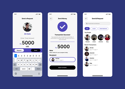 Seamless Money Transfer App UI app concept design designinspiration finance app mobile banking mobile payment mobile ui modern ui modernui money transfer payment app ui design ui ux design user experience user interface ux inspiration wallet app