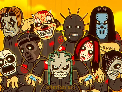SLIPKNOT THE IOWA ERA alterfan alterfan art artist branding cartoon character chibi cover art cover artwork coverart illustration logo music band nu metal rock music slipknot slipknot art slipknot fanart