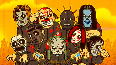 SLIPKNOT THE IOWA ERA alterfan alterfan art artist branding cartoon character chibi cover art cover artwork coverart illustration logo music band nu metal rock music slipknot slipknot art slipknot fanart