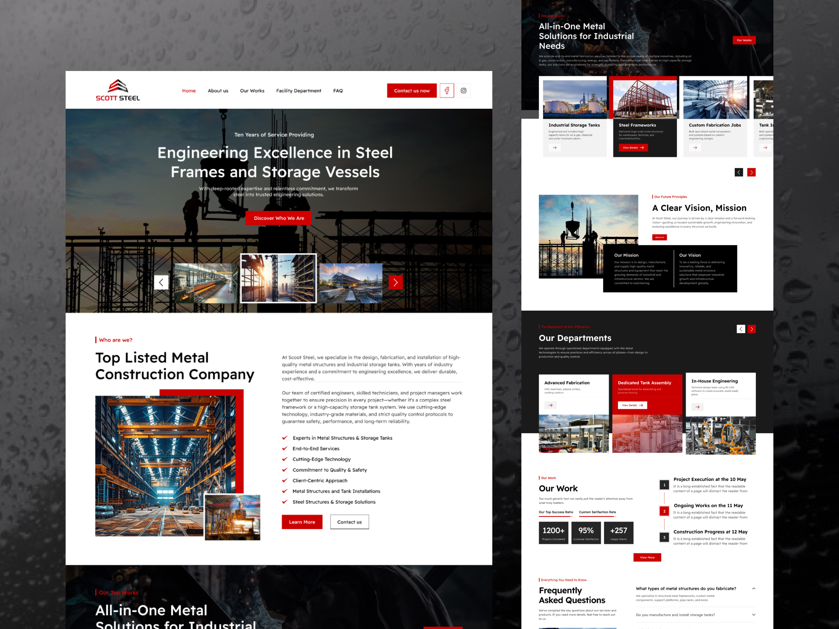 Metal Engineering Website UI/UX Design architect engineering construction company figma to webflow figma to wordpress figma website metal company website modern website design steel company ui designer ui ux design ux designer