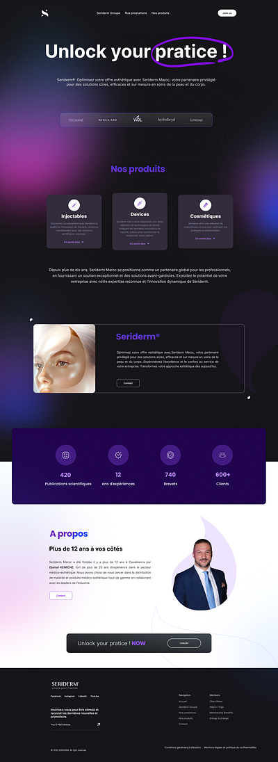 Modern landing page design - for SERDERM GROUPE branding digital graphic design ui ui ux website