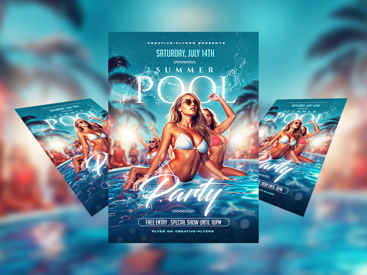 Pool Party Flyer Design beach party creative cruise party flyer templates graphic design party flyer photoshop pool party poster psd flyer summer design summer party
