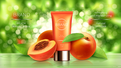 Peach Hand Cream Packaging Design 3d beautyproduct branding cosmetics creativedesign design dribbble graphic design handcream illustration logo luxury naturalproducts packagingdesign productdesign realisticmockup skincare typography ui vector