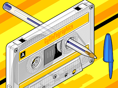 70s Tech Crossover 70s 80s adobe illustrator cassette detail hack isometric isometric art music music tape music technology pen systematic design tech technical drawing technical graphics technical illustration texture tip vector graphics