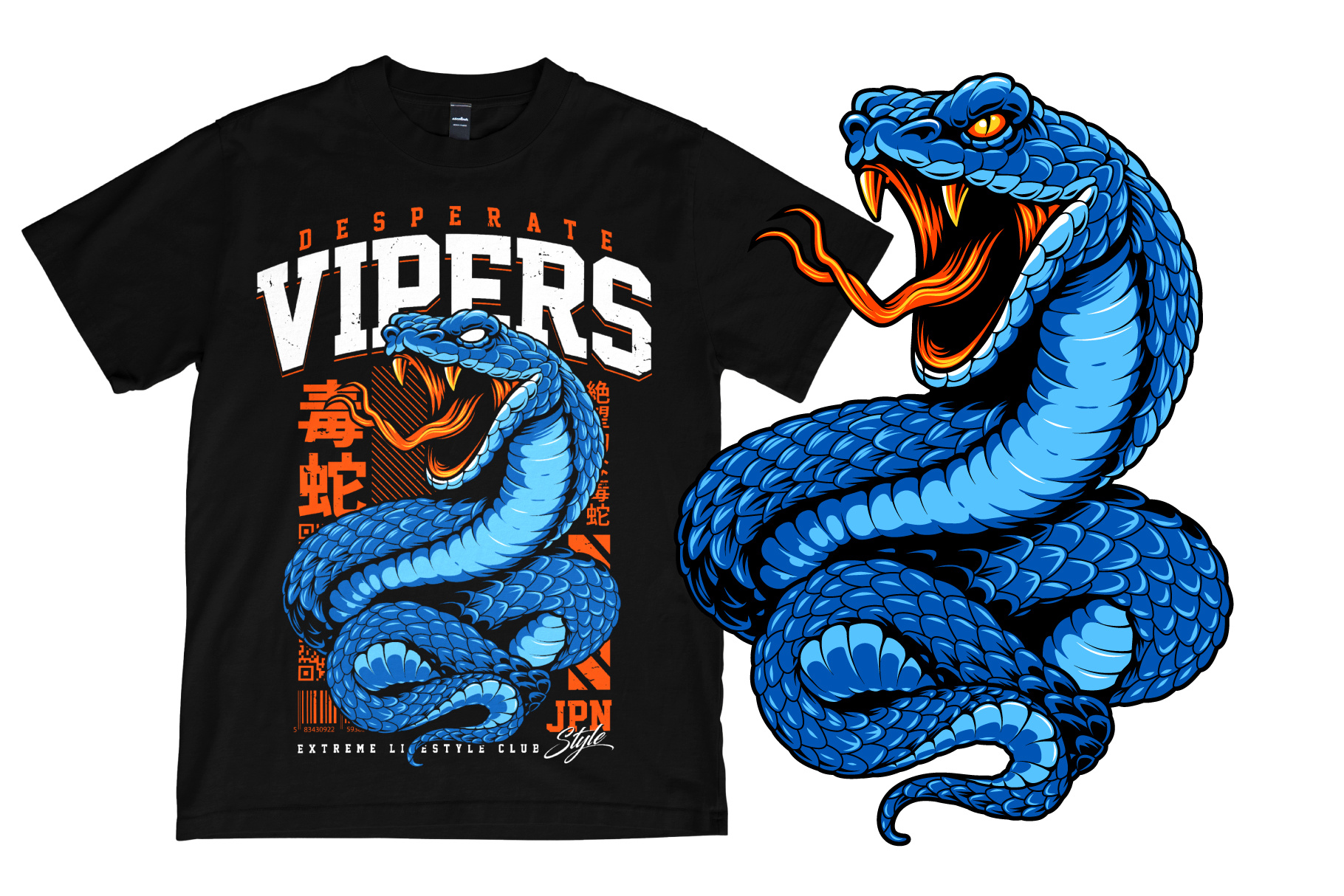 Tattoo Snake Mascot Vector Template animal apparel badass beast cartoon graphic design grunge illustration mascot print snake sport streetwear t shirt tattoo vector venom viper wild