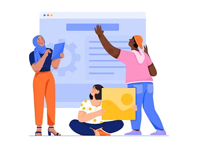 Website_building_Microsoft boy build character collaboration girl illustration man office people team uran work