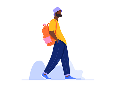 Commute_walk_Microsoft boy character commute flat illustration man people uran vector walk walking