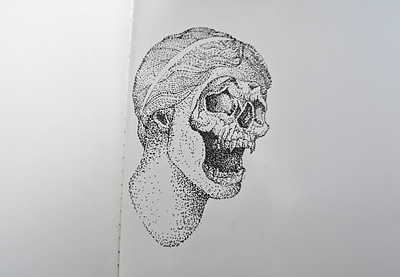 Greek pirate black dotwork drawing greek illustration