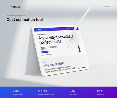 Nurdle (Saas) Landing Page cost estimation tool landing page product saas ui user research ux design