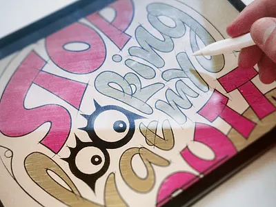 Stop Looking At My Putt – ball marker concept design (sketch) calligraphy illustration lettering sketch typography