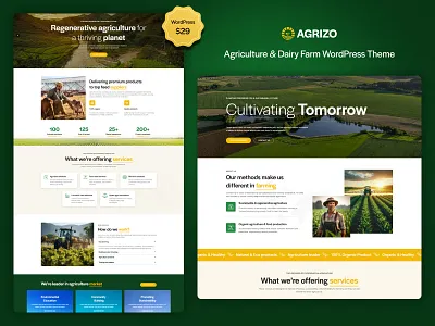 Agrizo – Agriculture & Dairy Farm WordPress Theme agri products agriculture dairy farm farm wordpress theme farming services mobile friendly natural products organic farming responsive seo friendly uiux web design web development wordpress theme