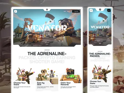 Venator - Web3 Game Website UI Design blockchain blockchain app blockchain dashboard blockchain logo blockchain ui crypto crypto branding crypto coins cryptocurrency website game dashboard game ui gaming website mobile game ui web3 web3 casino web3 dashboard web3 logo web3 ui web3 website