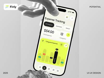 Finly — Expense Tracking Flow | Potential ai analytic app design dashboard design figma finly fintech fintech app homepage mobile app potential report ui uiux design ux
