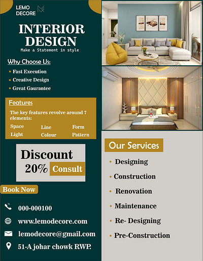 Flyer Design For Interior clean flyer design creative flyer design elegant flyer design flyer design interior decor flyer interior design flyer interior design marketing interior graphic design interior promotion interior services flyer modern interior flyer promtional flyer