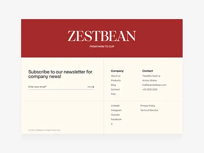 ZestBean Footer Section ui ux web design