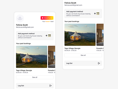 Profile Page in Booking App account app booking design profile travel ui ux website
