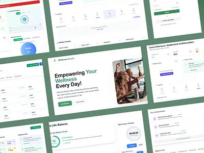 Wellness Buddy daily tracking empowering your wellness mental health support smart reminders ui design web application well being wellness buddy wellness tracking work life balance