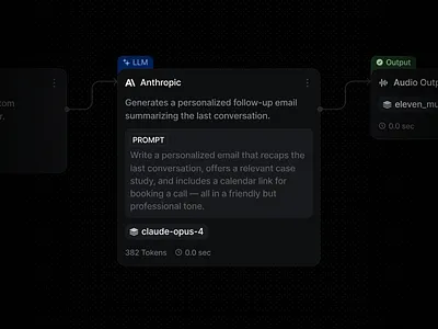AI Workflow Builder ai automation builder dark llm prompt saas ui user interface workflow