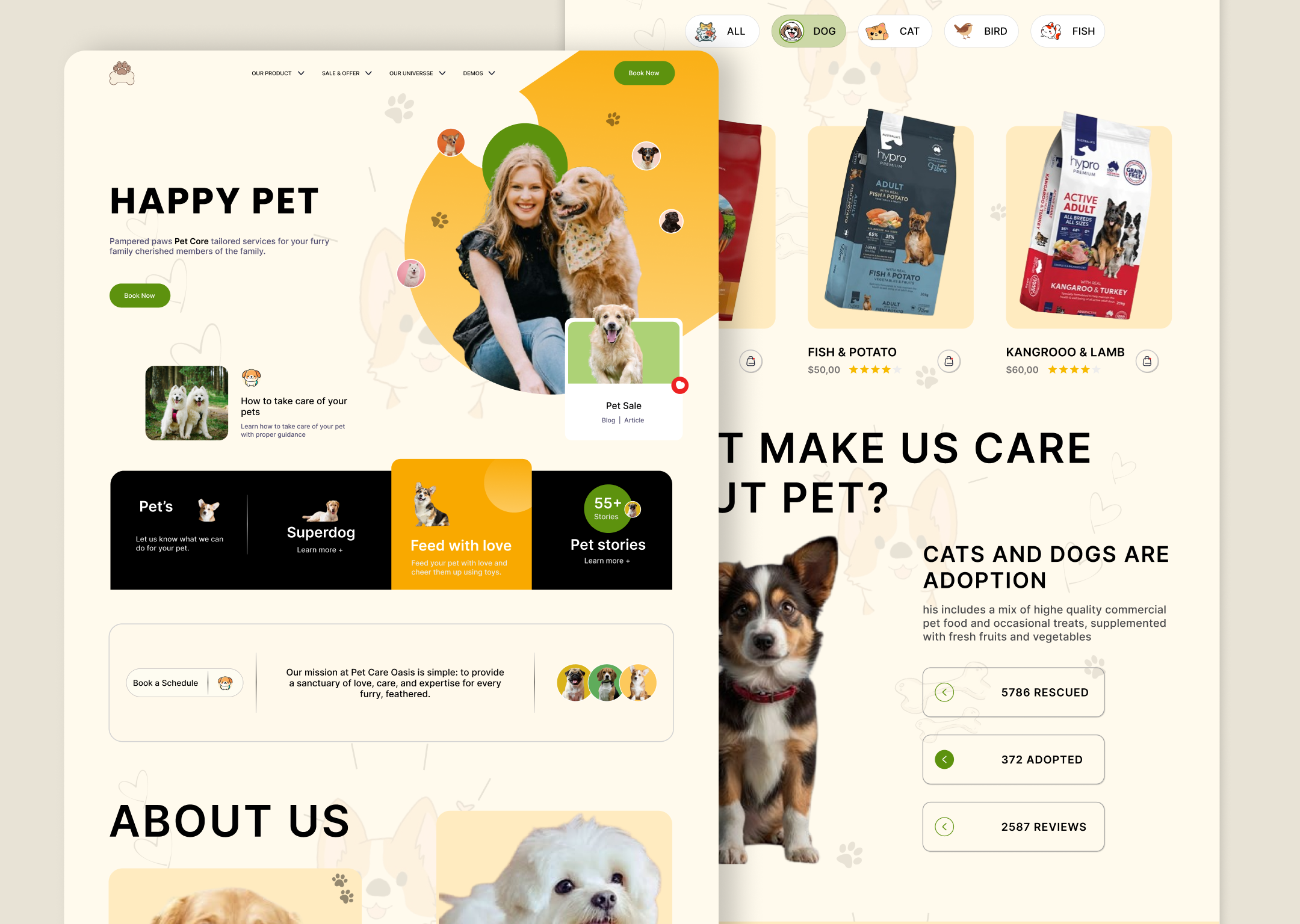 Example of Pet Care Website Design