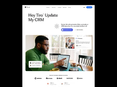 AI Product - Video Call Transcript Website agency ai ai generative ai landing page ai product ai product design ai tool ai website email summary landing page design message summary product design saas landing page saas product video call voice call web designer website design