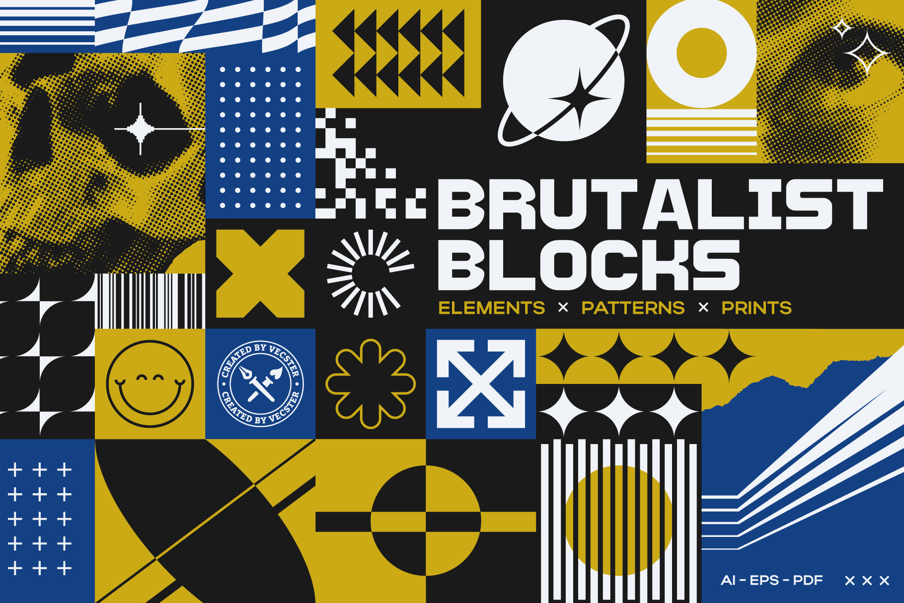 Brutalist Blocks Vector Pack abstract bauhaus block bold brutalist experimental geometric graphic design grid grunge half tone minimalist modern neo geo pattern postmodern shape swiss vector