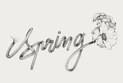 Spring dotwork handtype illustration typography
