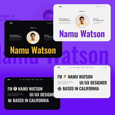 Namu - Personal Portfolio Website clean portfolio designer portfolio homepage landing page onepage website personal portfolio personal site personal website portfolio template portfolio website professional website project responsive website ui design uiuxdesign web design website