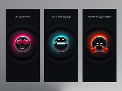 UI Design for AI Friend Assistant - Feelings & Emotions - Emojis ai ai assistant ai chat angry app design artificial intelligence chatgpt emoji emojis emotions feelings laugh love mobile moods premium siri ui virtual assistant