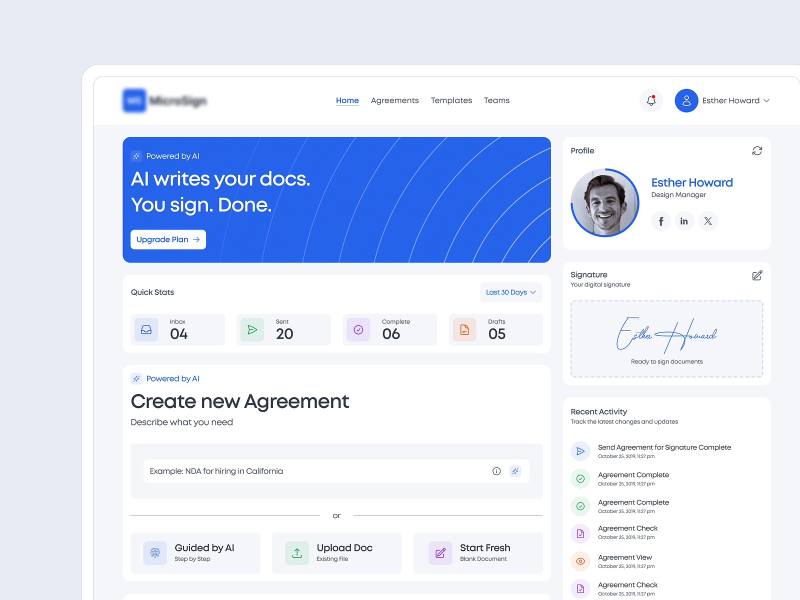 AI-Powered Agreement Dashboard UI/UX by Md Hasan on Dribbble