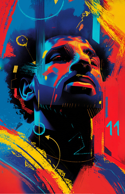 Salah - The King character design fc liverpool football portrait footballer illustration illustrator liverpool people portrait portrait illustration procreate salah soccer soccer portrait the king