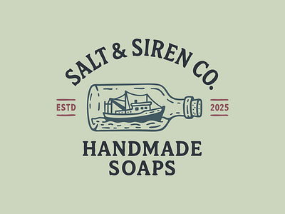 Salt & Siren Co. Part 03 branding design graphic design hand drawn illustration logo nautical soap branding typography vector vintage vintage ship